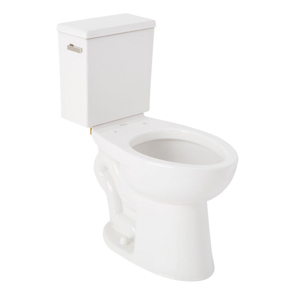 LAVRIK TWO-PIECE ELONGATED TOILET WITH REVERSIBLE TANK - NO SEAT - POLISHED NICKEL HANDLE 
