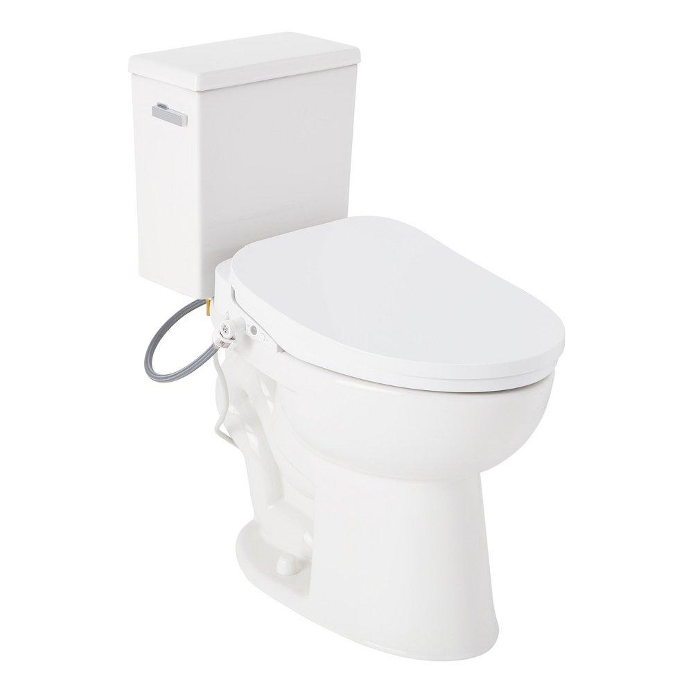 LAVRIK TWO-PIECE ELONGATED TOILET WITH REVERSIBLE TANK - BIDET SEAT - CHROME HANDLE 