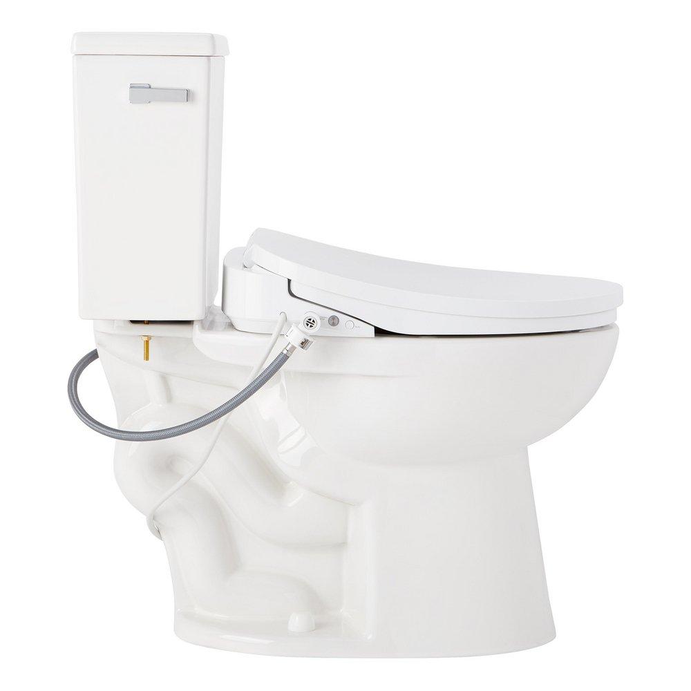 1.28 gpf Two Piece Elongated Toilet with Reversible Tank and Chrome Handle, Includes Bidet Seat 