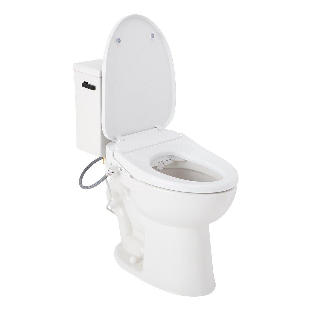 LAVRIK TWO-PIECE ELONGATED TOILET WITH REVERSIBLE TANK - BIDET SEAT - MATTE BLACK HANDLE 