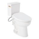 Two Piece Elongated Toilet with Reversible Tank and Brushed Gold Handle, Includes Bidet Seat