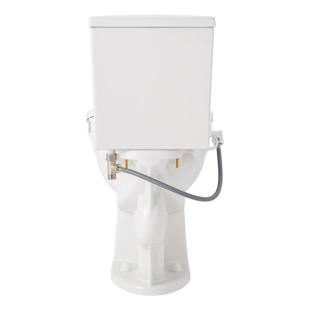 LAVRIK TWO-PIECE ELONGATED TOILET WITH REVERSIBLE TANK - BIDET SEAT - BRUSHED GOLD HANDLE 