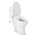1.28 gpf Two Piece Elongated Toilet with Reversible Tank and Brushed Gold Handle, Includes Bidet Seat 