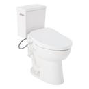 Two Piece Elongated Toilet with Reversible Tank and Polished Nickel Handle, Includes Bidet Seat