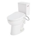 1.28 gpf Two Piece Elongated Toilet with Reversible Tank and Polished Nickel Handle, Includes Bidet Seat 