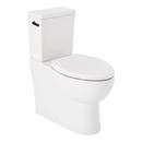 Two Piece Elongated Skirted Toilet with Reversible Tank and Matte Black Handle, Less Toilet Seat