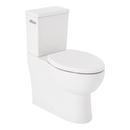 Two Piece Elongated Skirted Toilet with Reversible Tank and Brushed Nickel Handle, Less Toilet Seat