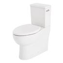 Two Piece Elongated Skirted Toilet with Reversible Tank and Brushed Nickel Handle, Less Toilet Seat 