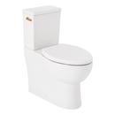 1.28 gpf Two Piece Elongated Skirted Toilet with Reversible Tank and Brushed Gold Handle, Less Toilet Seat