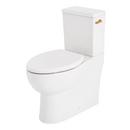 LAVRIK TWO-PIECE SKIRTED ELONGATED TOILET WITH REVERSIBLE TANK - BRUSHED GOLD HANDLE 