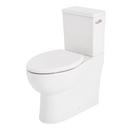 Two Piece Elongated Skirted Toilet with Reversible Tank and Polished Nickel Handle, Less Toilet Seat 