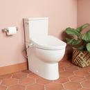 Two Piece Elongated Skirted Toilet with Reversible Tank and Chrome Handle, Includes Bidet Seat