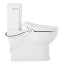 Two Piece Elongated Skirted Toilet with Reversible Tank and Chrome Handle, Includes Bidet Seat 