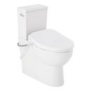 Two Piece Elongated Skirted Toilet with Reversible Tank and Chrome Handle, Includes Bidet Seat 