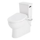 Two Piece Elongated Skirted Toilet with Reversible Tank and Matte Black Handle, Includes Bidet Seat 