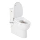 Two Piece Elongated Skirted Toilet with Reversible Tank and Brushed Nickel Handle, Includes Bidet Seat 