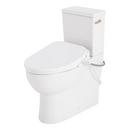 Two Piece Elongated Skirted Toilet with Reversible Tank and Brushed Nickel Handle, Includes Bidet Seat 