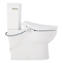 Two Piece Elongated Skirted Toilet with Reversible Tank and Brushed Nickel Handle, Includes Bidet Seat 
