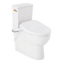 1.28 gpf Two Piece Elongated Skirted Toilet with Reversible Tank and Brushed Gold Handle, Includes Bidet Seat