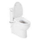 LAVRIK TWO-PIECE SKIRTED ELONGATED TOILET WITH REVERSIBLE TANK - BIDET SEAT - POLISHED NICKEL HANDLE 