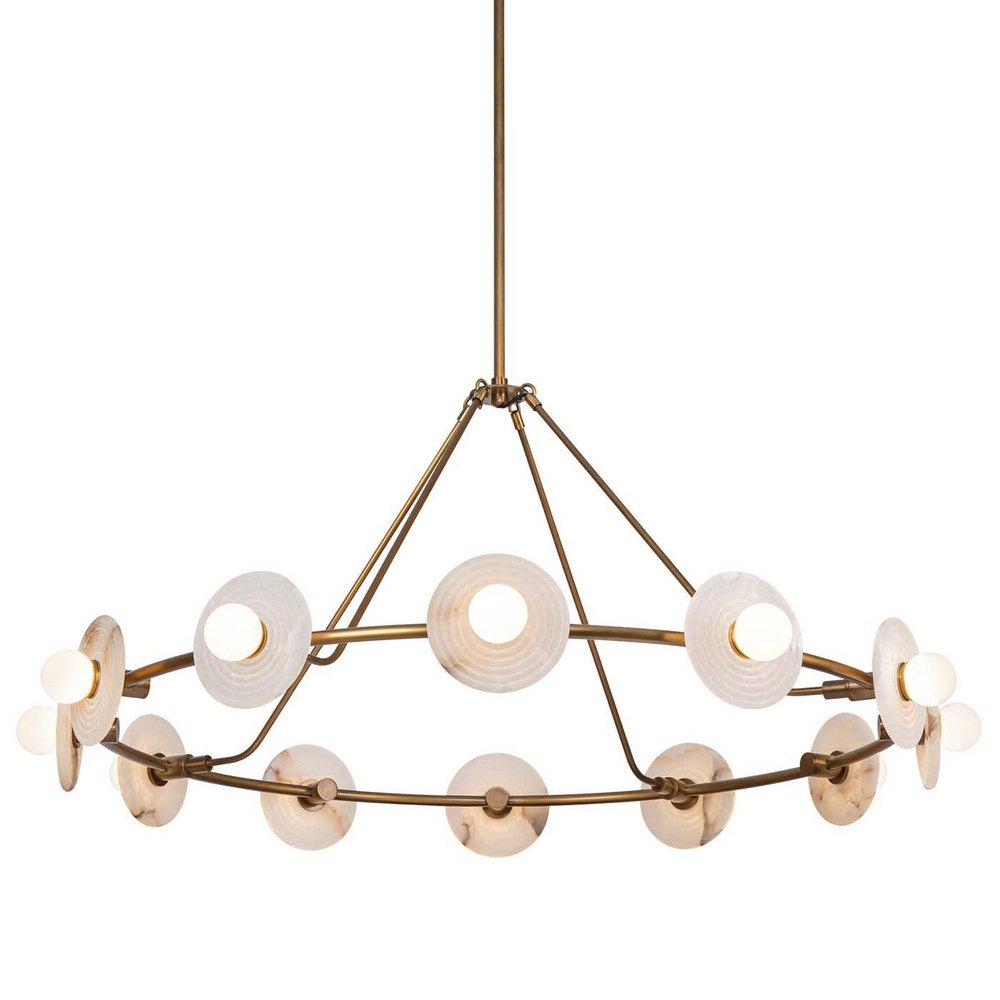 DAHLIA 46-IN VINTAGE BRASS/ALABASTER LED CHANDELIERS 