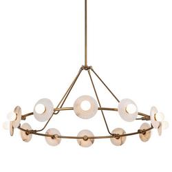 46 in. LED Chandelier, Vintage Brass with Alabaster Shade, 40?W LED (3,040?lm)