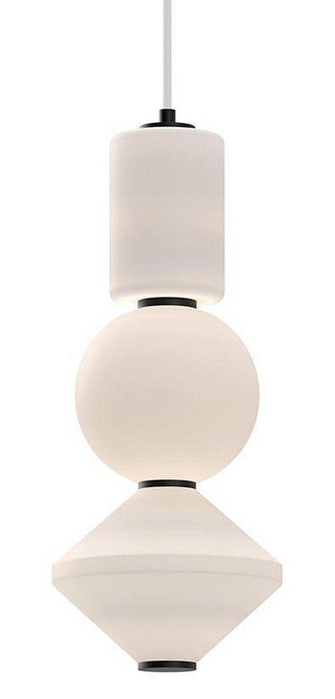 BIJOU 8-IN MATTE BLACK/OPAL MATTE GLASS LED PENDANT 