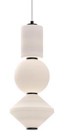 BIJOU 8-IN MATTE BLACK/OPAL MATTE GLASS LED PENDANT 