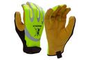 Armateck Hi-Viz Lime HI-VIS MECH GLOVE WITH LEATHER PALM 