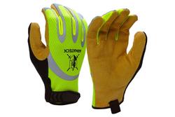 Hi-Vis Hybrid Glove With Leather Palm, L