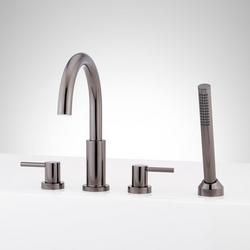 Two Handle Roman Tub Filler Faucet with Hand Shower in Gunmetal