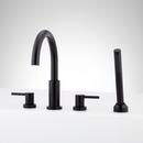LEXIA 4-HOLE ROMAN TUB FAUCET AND HAND SHOWER WITH ROUGH-IN VALVE - MATTE BLACK 