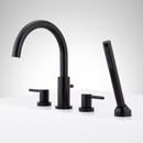 LEXIA 4-HOLE ROMAN TUB FAUCET AND HAND SHOWER WITH ROUGH-IN VALVE - MATTE BLACK 