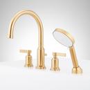 GREYFIELD 4-HOLE ROMAN TUB FAUCET AND HAND SHOWER WITH ROUGH-IN VALVE - BRUSHED GOLD 