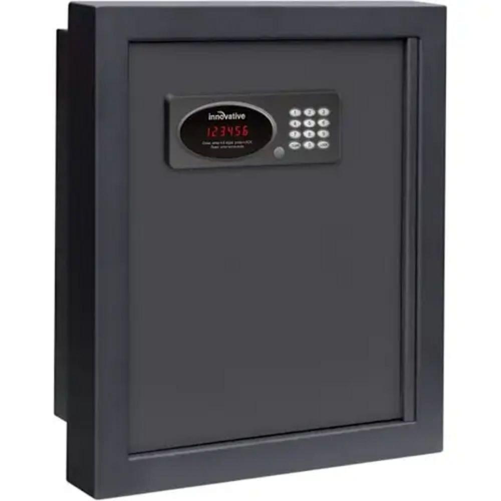 Wall Safe in Black with 15 in. Laptop Compatible Lighted Keyboard 