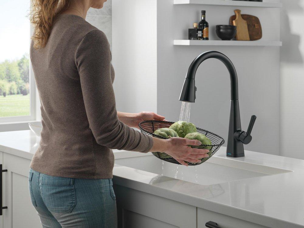 Single Handle Pull Down Kitchen Faucet in Matte Black 