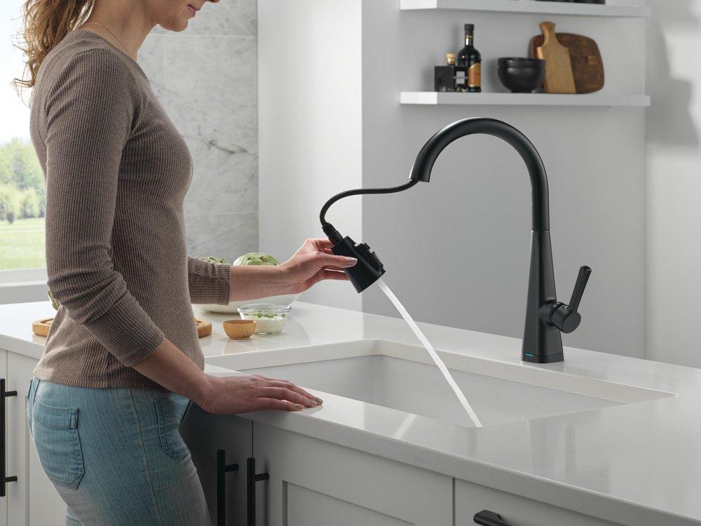 Single Handle Pull Down Kitchen Faucet in Matte Black 