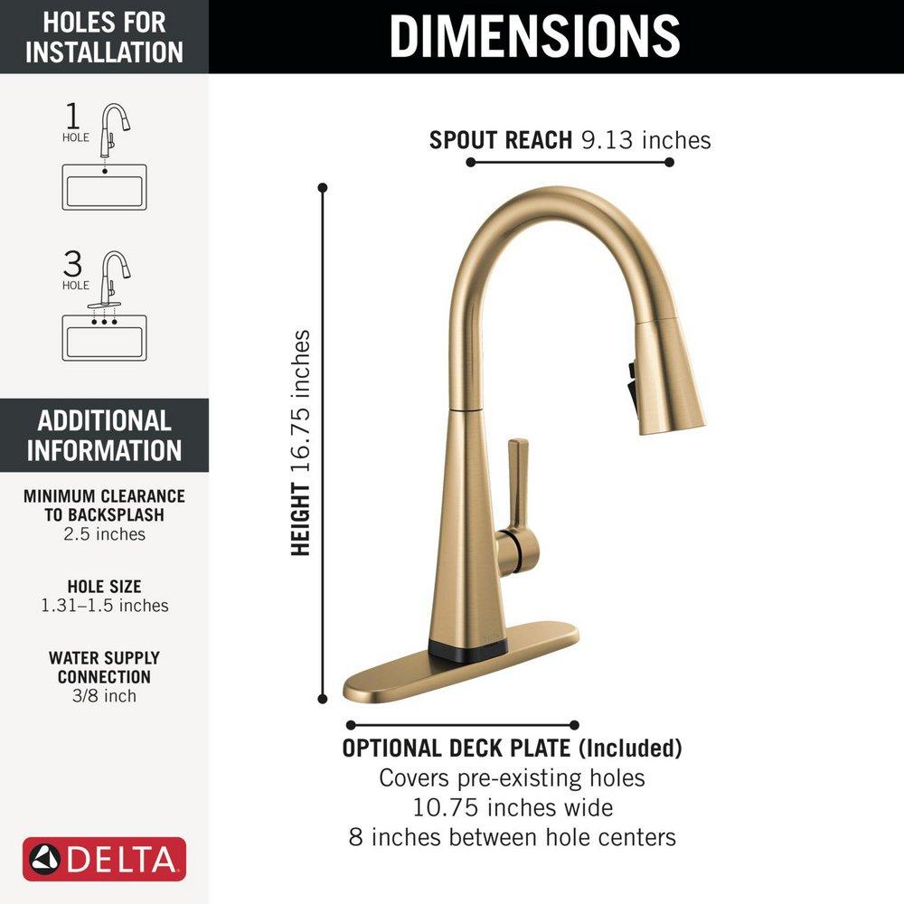 Single Handle Pull Down Kitchen Faucet in Champagne Bronze 