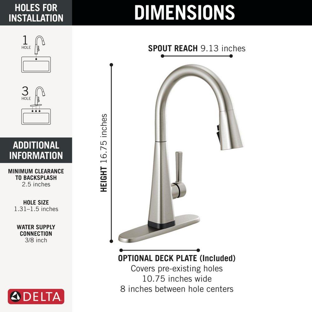 Single Handle Pull Down Kitchen Faucet in Spotshield Stainless 
