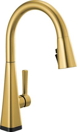 Single Handle Pull Down Kitchen Faucet in Brushed Gold