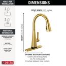 Single Handle Pull Down Kitchen Faucet in Brushed Gold 