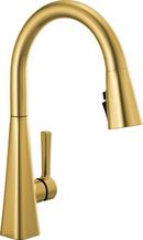 Single Handle Pull Down Kitchen Faucet in Brushed Gold