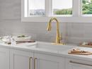 Single Handle Pull Down Kitchen Faucet in Brushed Gold 
