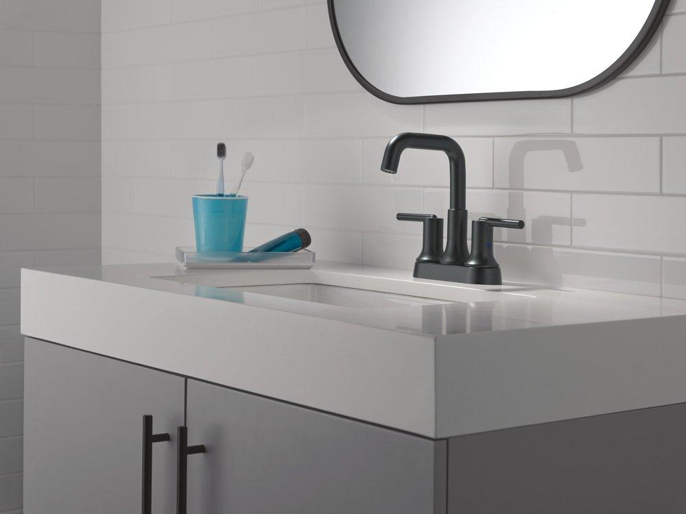Two Handle Centerset Bathroom Sink Faucet in Matte Black 