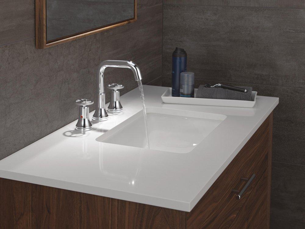 DELTA TRINSIC TWO HANDLE WIDESPREAD BATHROOM FAUCET 