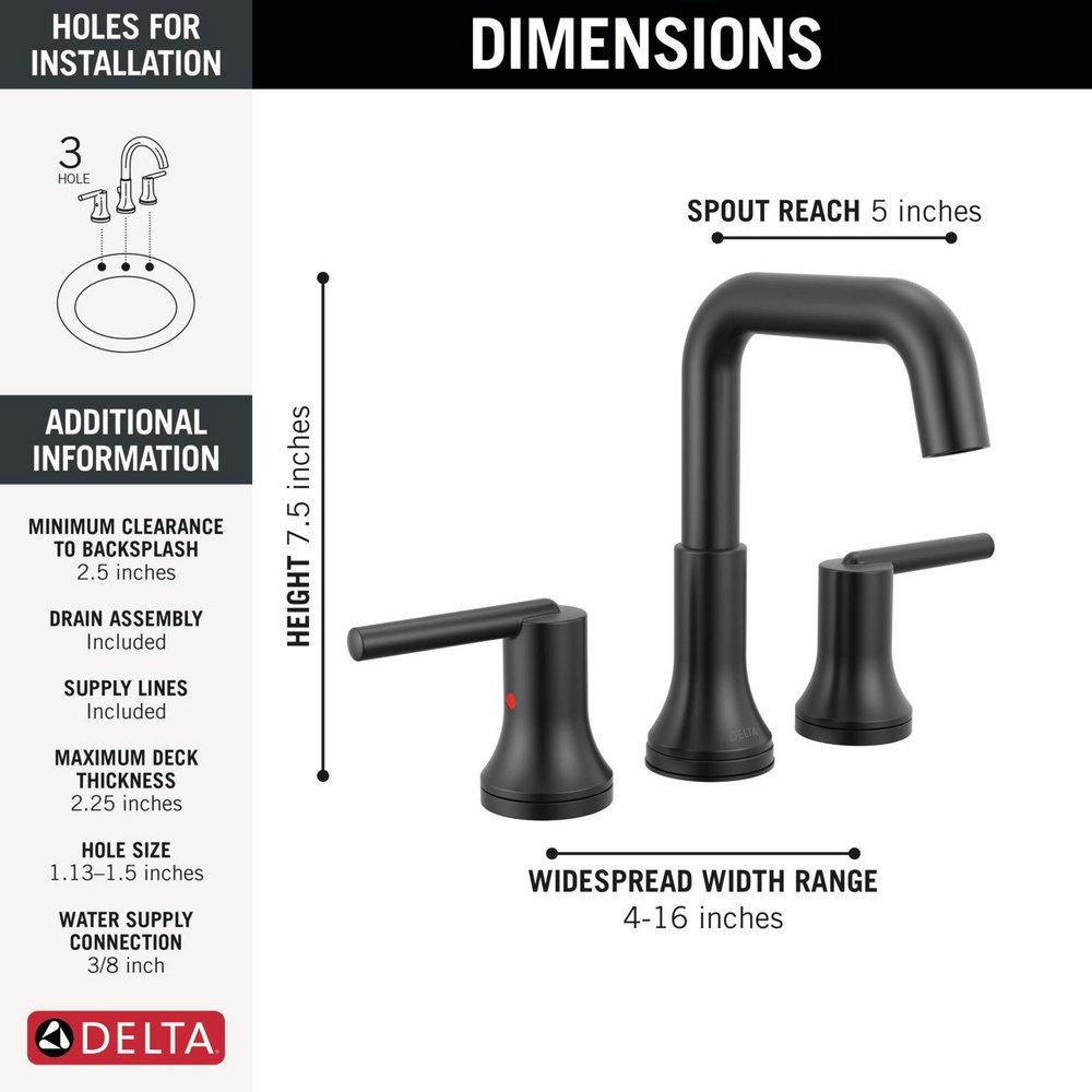 Two Handle Widespread Bathroom Sink Faucet in Matte Black 