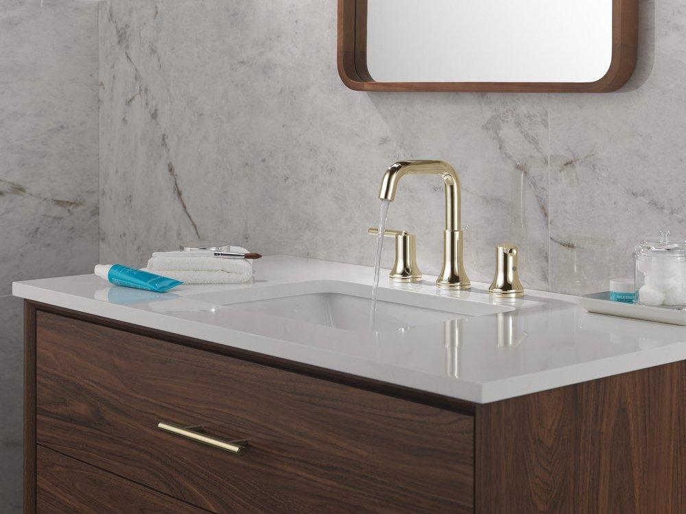 DELTA TRINSIC TWO HANDLE WIDESPREAD BATHROOM FAUCET 