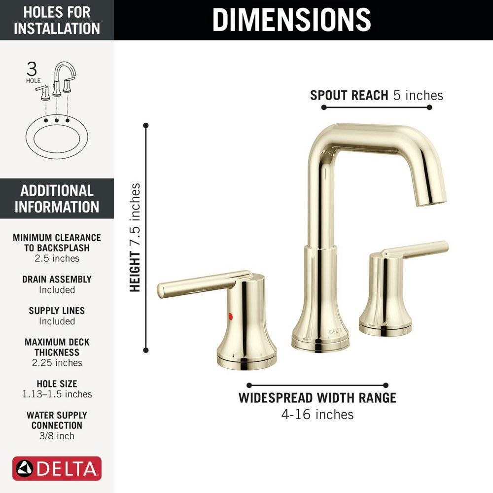 Two Handle Widespread Bathroom Sink Faucet in Polished Nickel 