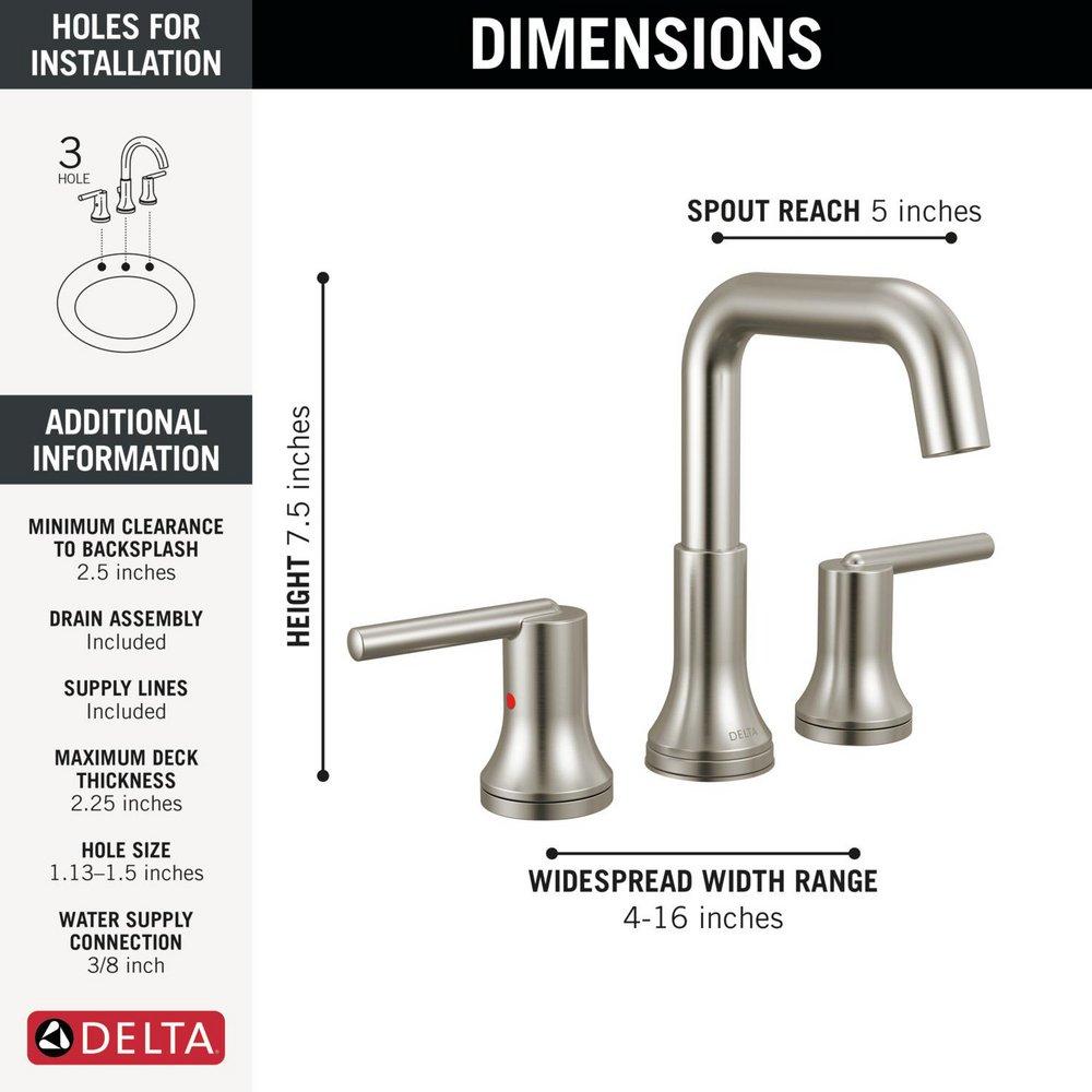 Two Handle Widespread Bathroom Sink Faucet in Stainless 