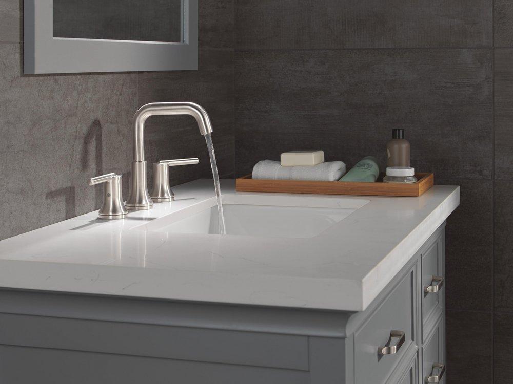 Two Handle Widespread Bathroom Sink Faucet in Stainless 